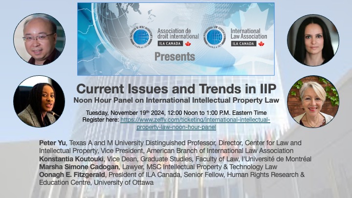 .<a href="/ILA_Canada/">ILA Canada</a>  in this partnership with #ABILA presents Current Issues and Trends in #internationallaw and #IntellectualProperty #IIP . The recording is now available here: ila-canada.ca/post/current-i…