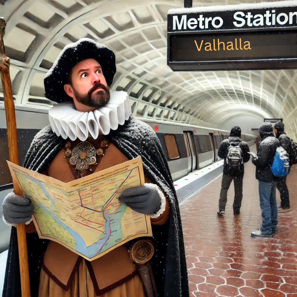 Even Tannhäuser can’t handle DC’s Metro system.

Valhalla Line? Delayed. Lost? Absolutely. Heroic? Debatable. At least he brought a map. #WagnerInDC #LostInTheDMV