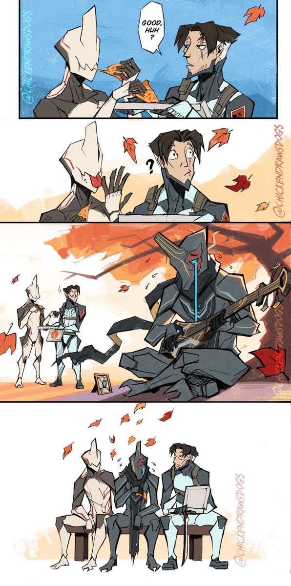 ChickenDraws's tweet image. All the Excals. 🤣 @PlayWarframe #warframefanart #warframe1999