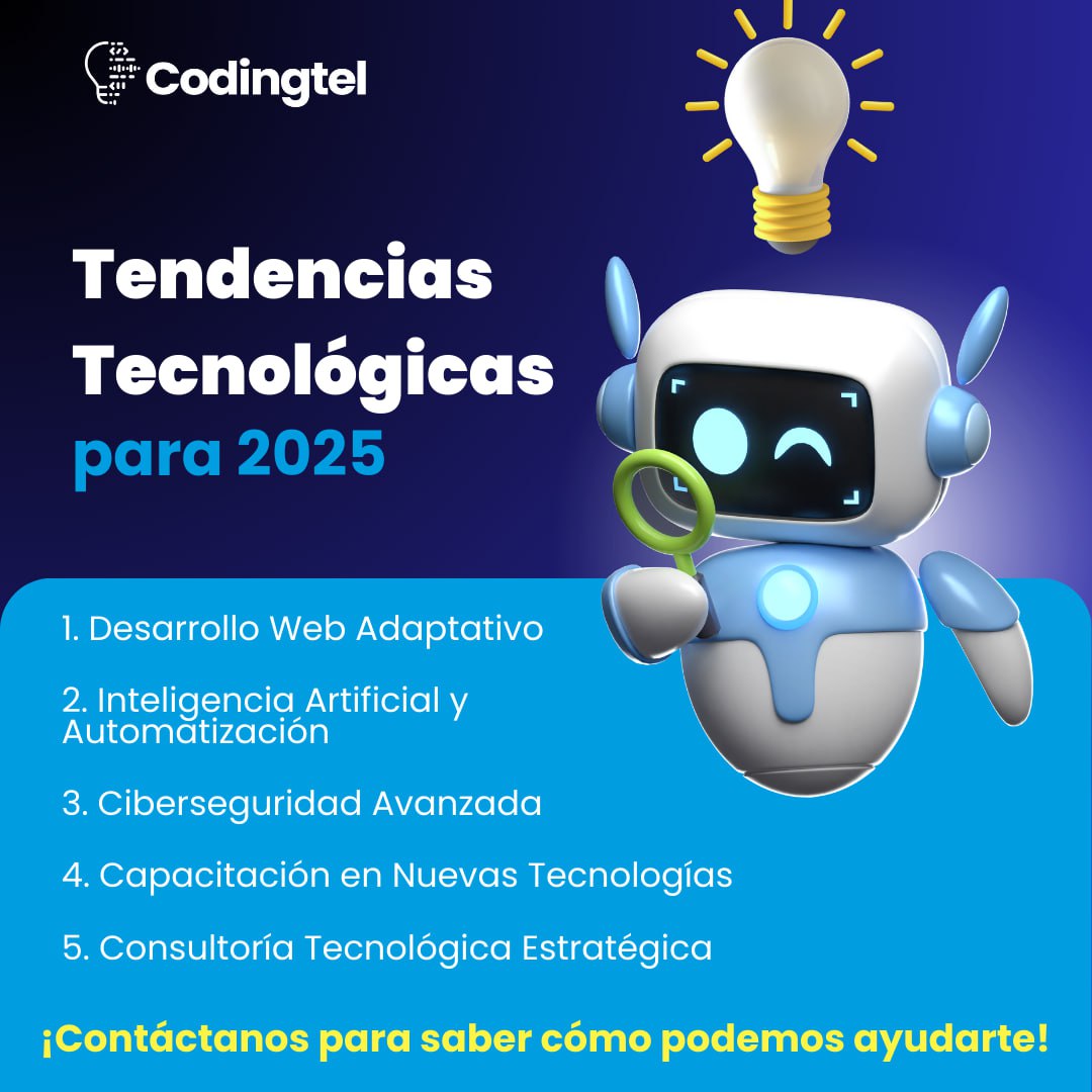 codingtel's tweet image. En Codingtel, estamos emocionados por lo que el futuro nos depara y listos para implementar estas tendencias en nuestros servicios. Juntos, podemos construir un futuro tecnológico más brillante. ¡Contáctanos para saber cómo podemos ayudarte!