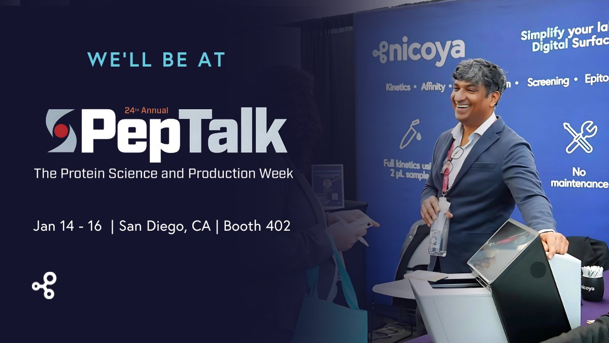 Nicoya (@nicoya_life) on Twitter photo We'll be joining the best in #biotherapeutic discovery and development at PepTalk next week! Stop by booth 402 to chat with our #SPR experts, Sriram Kumaraswamy and Mohamad Hasoon and learn how #Alto #DigitalSPR can accelerate your #research.
<a href="/chi_peptalk/">PepTalk: The Protein Science and Production Week</a> #CHIPepTalk We'll be joining the best in #biotherapeutic discovery and development at PepTalk next week! Stop by booth 402 to chat with our #SPR experts, Sriram Kumaraswamy and Mohamad Hasoon and learn how #Alto #DigitalSPR can accelerate your #research.
<a href="/chi_peptalk/">PepTalk: The Protein Science and Production Week</a> #CHIPepTalk