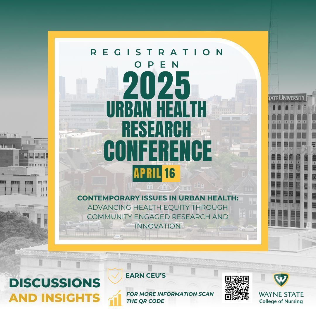 Registration is now OPEN for the College of Nursing's Annual Urban Health Research Conference! 

Date: April 16, 2025
Location: Student Center on the Wayne State University main campus 

Spots are limited, so don’t miss out—secure yours today!

🔗 whova.com/portal/registr…