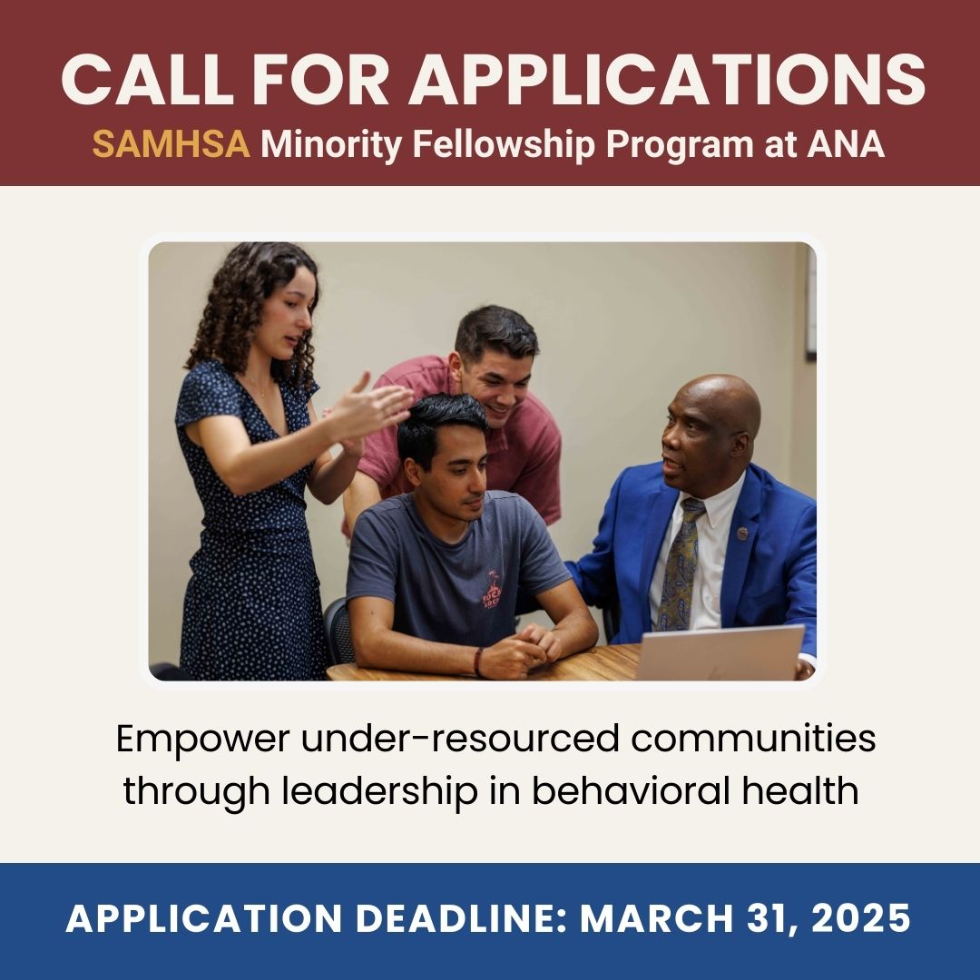 MFP/ANA Fellowships empower under-resourced communities by fostering leadership in behavioral health, driving impactful transformation and equity.

Apply Now ➡️ ow.ly/9oVB50UsQPP

#MFPANA #Fellowships #MentalHealthNursing #ApplyNow