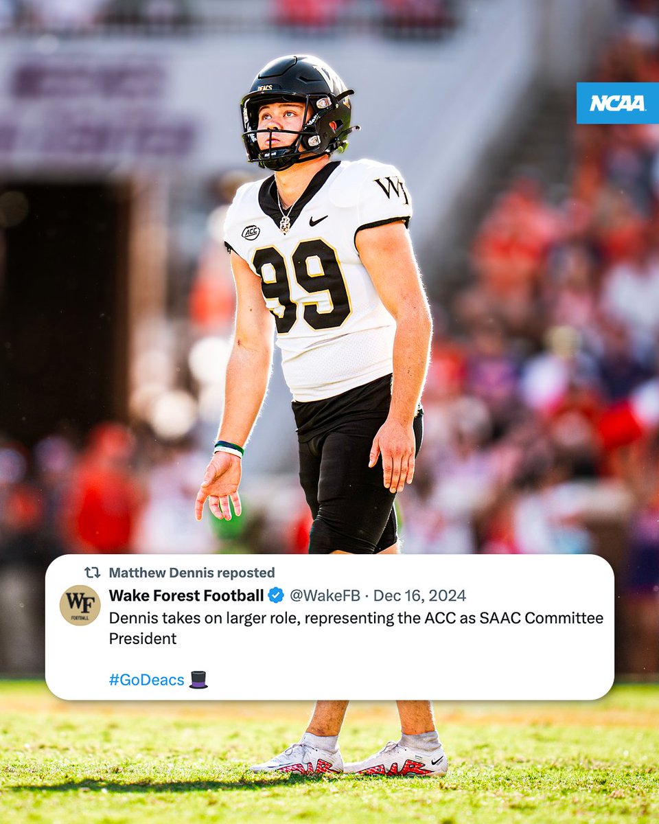 NCAA (@ncaa) on Twitter photo Difference-maker on and off the field! π
When he's not stepping up to make big kicks, <a href="/mattdennis06/">Matthew Dennis</a> is advocating for fellow student-athletes as the <a href="/theACC/">The ACC</a> rep on <a href="/Div1SAAC/">Division I SAAC</a>! π
βοΈ on.ncaa.com/dennis Difference-maker on and off the field! π
When he's not stepping up to make big kicks, <a href="/mattdennis06/">Matthew Dennis</a> is advocating for fellow student-athletes as the <a href="/theACC/">The ACC</a> rep on <a href="/Div1SAAC/">Division I SAAC</a>! π
βοΈ on.ncaa.com/dennis