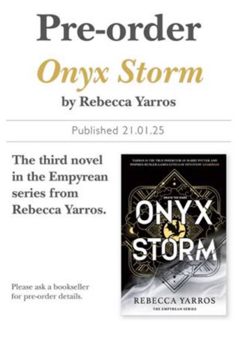Waterstones Mearns (@watnewtonmearns) on Twitter photo Onyx Storm | Pre-order now!
Less than two weeks to go!
Dexter the store dragon is buzzing about the next riveting instalment of the richly imagined world of Fourth Wing and Iron Flame. Onyx Storm | Pre-order now!
Less than two weeks to go!
Dexter the store dragon is buzzing about the next riveting instalment of the richly imagined world of Fourth Wing and Iron Flame.