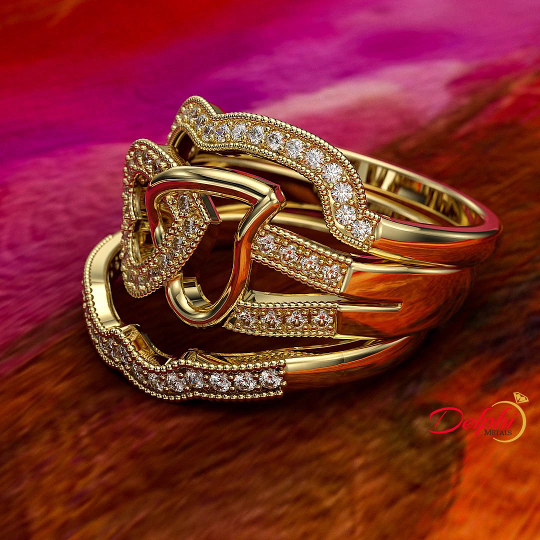 delphimetalsng's tweet image. Celebrate your love with this beautiful 0.53ct Round Diamond Heart Trio Bridal Set. This classic set features a stunning 0.53ct round center diamond encircled by two additional round diamonds, all housed in a sparkling heart shaped frame. Crafted with the highest quality…