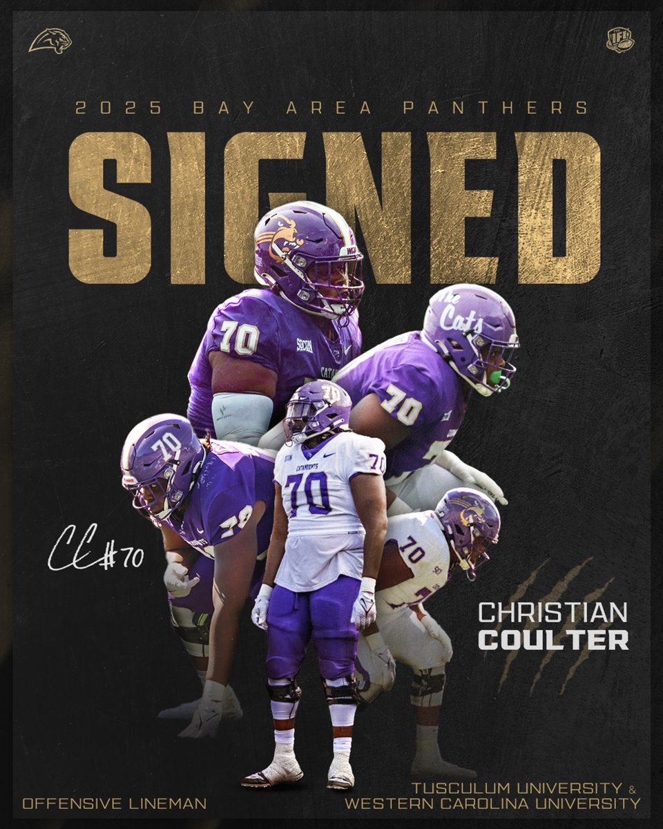 Bay Area Panthers (@panthersifl) on Twitter photo 🐾 WELCOME TO THE JUNGLE:
We’re excited to announce our newest signing for the 2025 season—OL Christian Coulter from Tusculum University and Western Carolina University! 💥 <a href="/CJC70706/">Christian Coulter</a>
Read more: bit.ly/3DLl3mB
#BayAreaPanthers #PantherNation 🐾 WELCOME TO THE JUNGLE:
We’re excited to announce our newest signing for the 2025 season—OL Christian Coulter from Tusculum University and Western Carolina University! 💥 <a href="/CJC70706/">Christian Coulter</a>
Read more: bit.ly/3DLl3mB
#BayAreaPanthers #PantherNation
