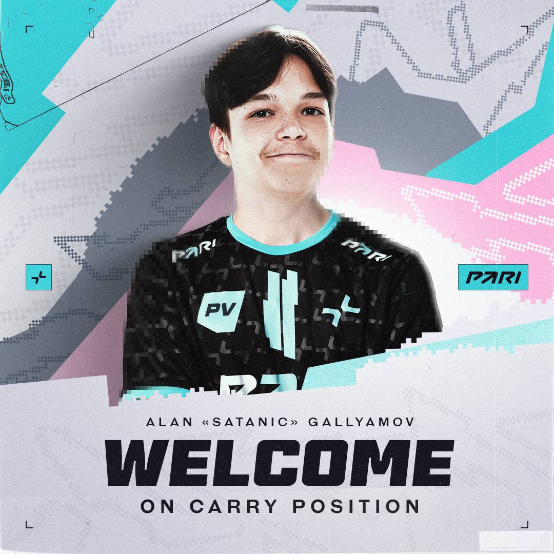PARIVISION (@parivisiongg) on Twitter photo ⚡️Welcome, <a href="/satanicdota/">Satanic</a>!
We are thrilled to announce that we have reached an agreement with <a href="/TSpirit_Dota2/">Team Spirit Dota 2</a> on Alans' loan until the end of the season.
<a href="/Crystallis_Dota/">Crystallis</a> is benched now. We sincerely thank Remco for his contribution to our results. ⚡️Welcome, <a href="/satanicdota/">Satanic</a>!
We are thrilled to announce that we have reached an agreement with <a href="/TSpirit_Dota2/">Team Spirit Dota 2</a> on Alans' loan until the end of the season.
<a href="/Crystallis_Dota/">Crystallis</a> is benched now. We sincerely thank Remco for his contribution to our results.