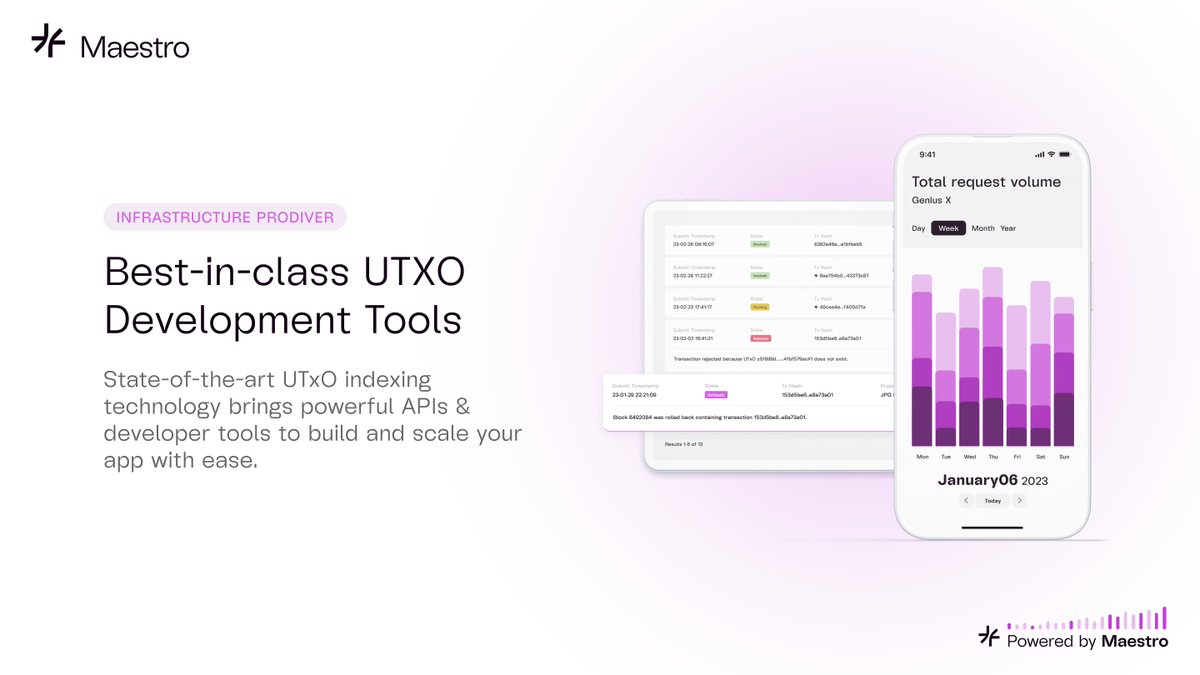 🔍 Are you settling for "good enough" when you could be using best-in-class UTXO infrastructure? 🤔

 With Maestro, scaling your dApp is effortless.

Together, we can make big things happen. 🚀