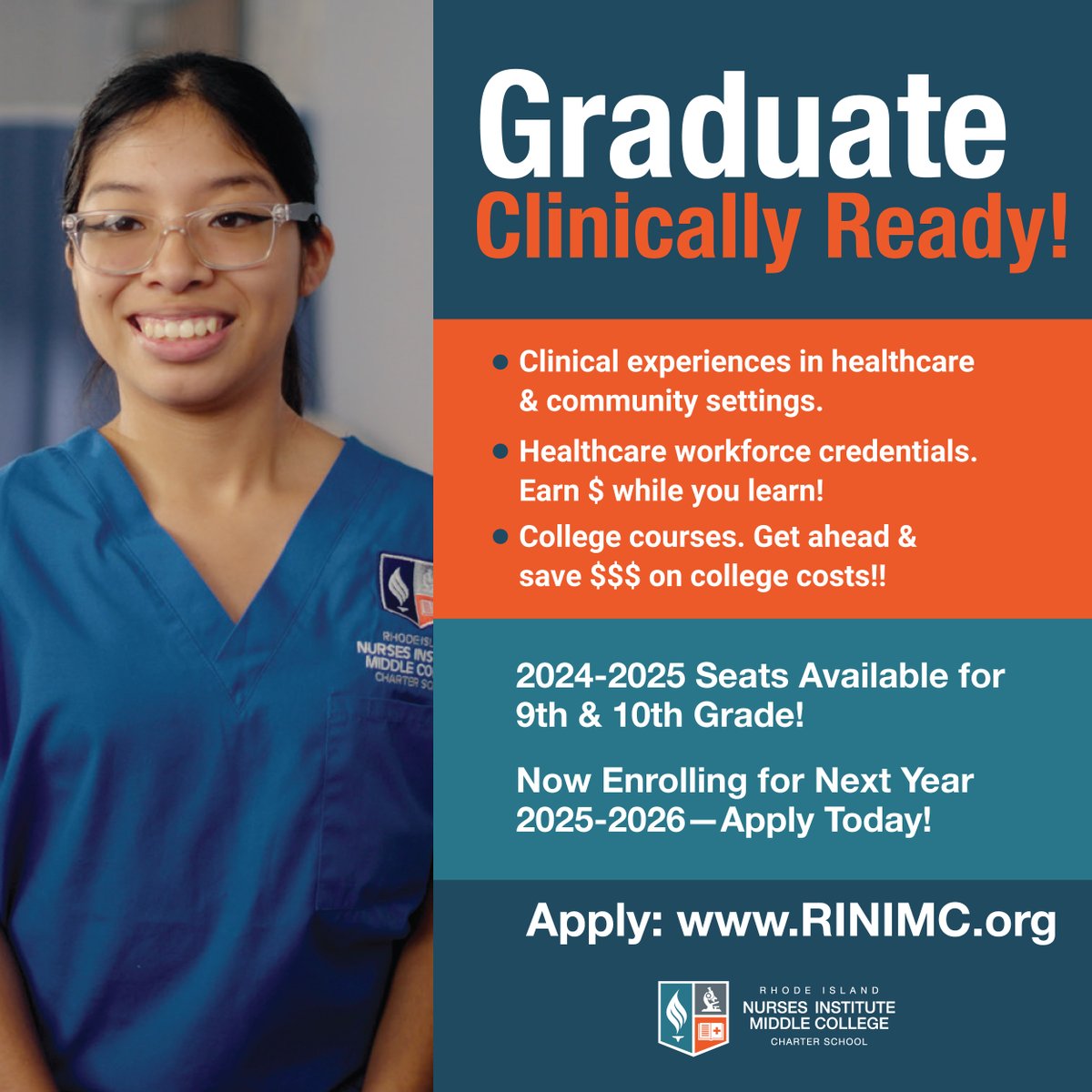 Graduate Clinically Ready! 🌟

At RINIMC, you’ll gain:
🔹 Hands-on Clinical Experience in healthcare and community settings
🔹 Healthcare Workforce Credentials to jumpstart your career
🔹 College Courses to get ahead and save on future college costs!
