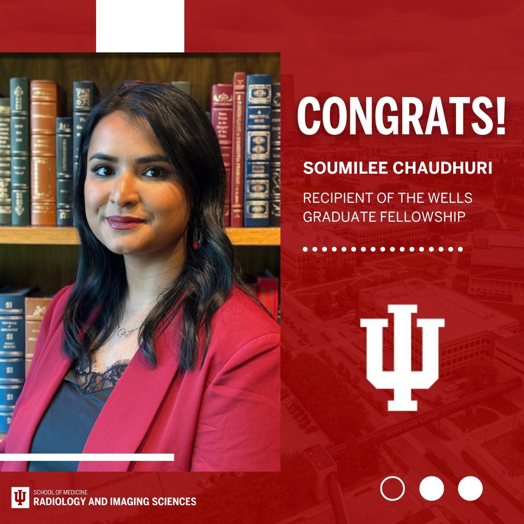 Huge congratulations to Soumilee Chaudhuri on receiving the prestigious 2025-2026 Wells Graduate Fellowship! 🎊

<a href="/iadrc_iu/">Indiana Alzheimer's Disease Research Center</a> @iumedschool @iuindianapolis
#WellsGraduateFellowship #IU #AlzheimersResearch #HealthEquity #Neuroscience #Research #PhD #AcademicExcellence