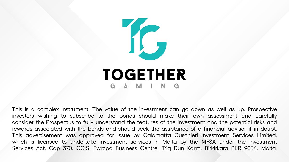 📢 Together Gaming Solutions p.l.c. announces the issuance of €12,500,000 6.25% Unsecured Callable Bonds.

This is a complex instrument. Your investment may go down as well as up. More info 🔗 cc.com.mt/blog/local-new…

#bondissues #togethergaming