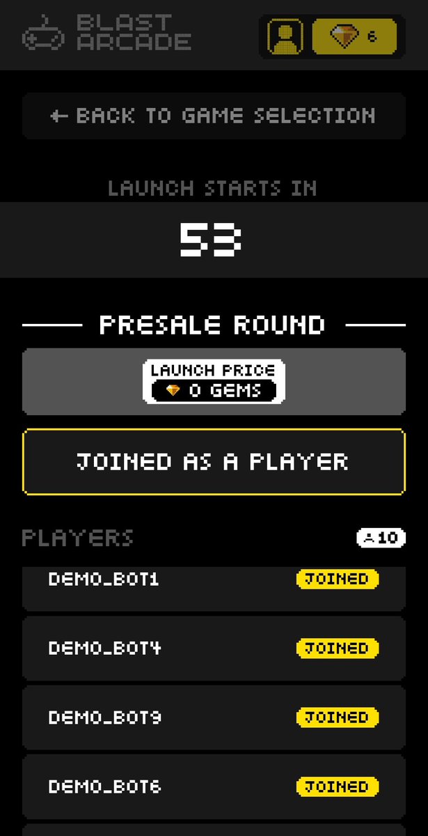 🚀 Arcade Update: Instant Demo Lobbies! 🚀

No more waiting!
Demo lobbies are now filled with bots, so you can jump into the Shitcoin Simulator instantly.

🎮 Cost: FREE
🤖 Instant Games: No players? No problem—bots are ready to play!

Try it out now: blastarcade.xyz