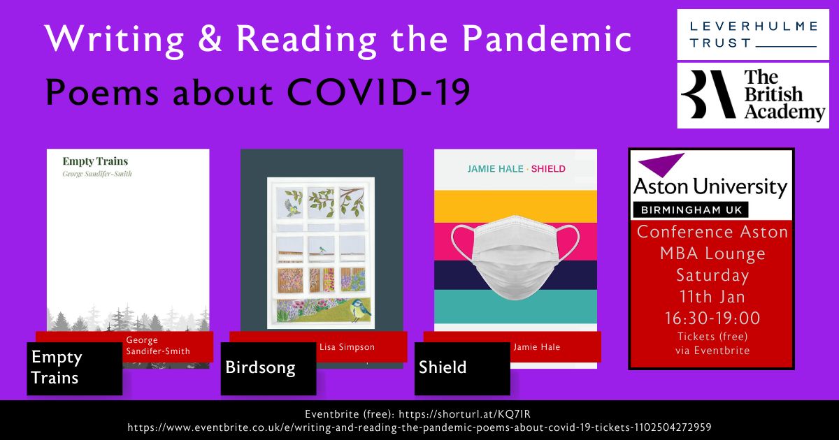 Dr Polina Gavin (@polinagavin) on Twitter photo Just several days left before our Writing and Reading the Pandemic poetry event! Join us this Saturday to hear beautiful poems about pandemic experiences from <a href="/JamieRHale/">Jamie Hale</a> <a href="/poetrybylisa/">Lisa Simpson</a> and George Sandifer-Smith. Register here: eventbrite.co.uk/e/writing-and-… Just several days left before our Writing and Reading the Pandemic poetry event! Join us this Saturday to hear beautiful poems about pandemic experiences from <a href="/JamieRHale/">Jamie Hale</a> <a href="/poetrybylisa/">Lisa Simpson</a> and George Sandifer-Smith. Register here: eventbrite.co.uk/e/writing-and-…