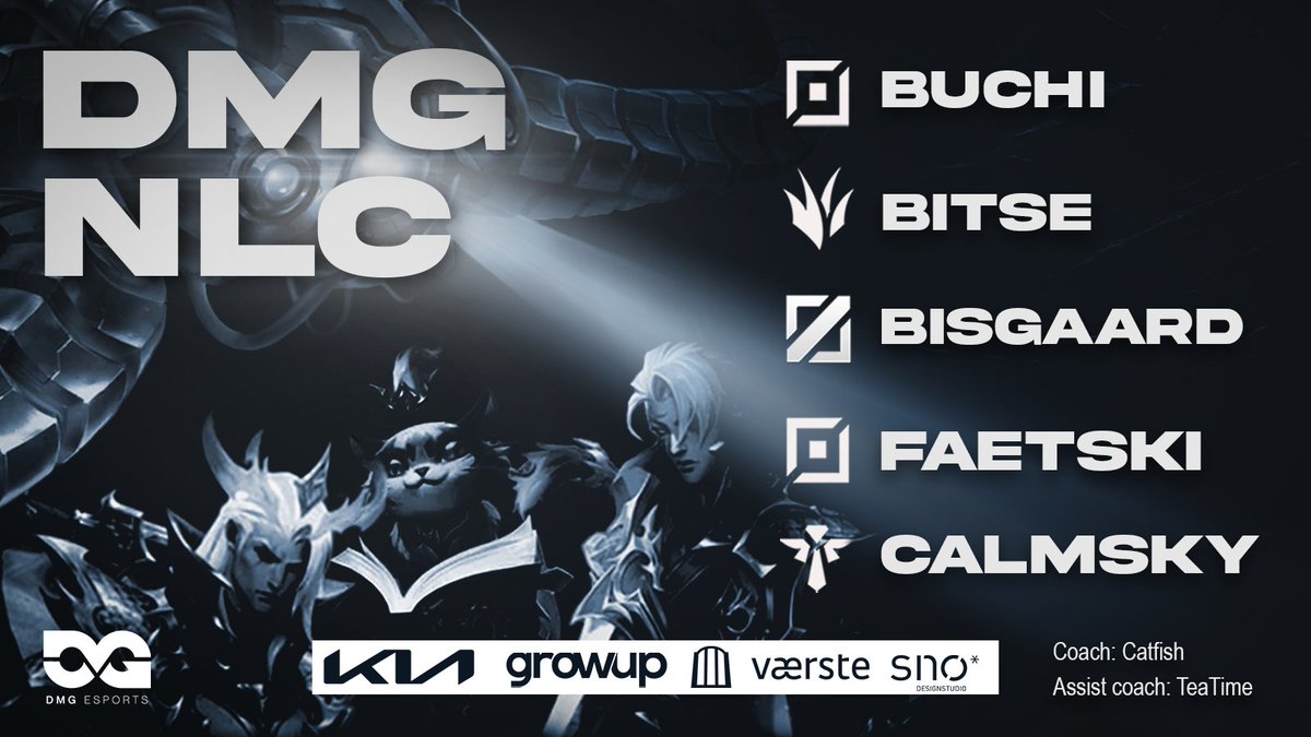 DMG Esports (@dmgesportgg) on Twitter photo ‼️ NLC IS BACK ‼️
Our <a href="/NLClol/">Arozzi NLC</a> season's League of Legends team is locked in and loaded 🔥
Please give them a warm welcome,
and some a warm welcome back:
Top: Buchi - <a href="/LoLBuchi/">Buchi</a>
Jungle: Bitse - <a href="/Bitse_LoL/">Marcel Henze</a>
Mid: Bisgaard - <a href="/Bisgaardjr/">Bisgaardjr</a>
ADC: Faetski - <a href="/Faetski/">Jakob Skovmand</a>
Support: Calmsky - ‼️ NLC IS BACK ‼️
Our <a href="/NLClol/">Arozzi NLC</a> season's League of Legends team is locked in and loaded 🔥
Please give them a warm welcome,
and some a warm welcome back:
Top: Buchi - <a href="/LoLBuchi/">Buchi</a>
Jungle: Bitse - <a href="/Bitse_LoL/">Marcel Henze</a>
Mid: Bisgaard - <a href="/Bisgaardjr/">Bisgaardjr</a>
ADC: Faetski - <a href="/Faetski/">Jakob Skovmand</a>
Support: Calmsky -
