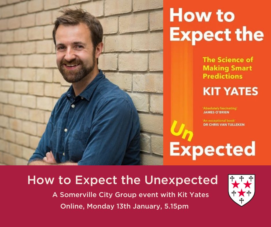 All are welcome to our first event of the year with Somerville alumnus <a href="/Kit_Yates_Maths/">Kit Yates</a>. Join us online on Monday to hear about how and why predictions go wrong. We feel confident in our prediction that it will be an excellent event! some.ox.ac.uk/news-events/ev…