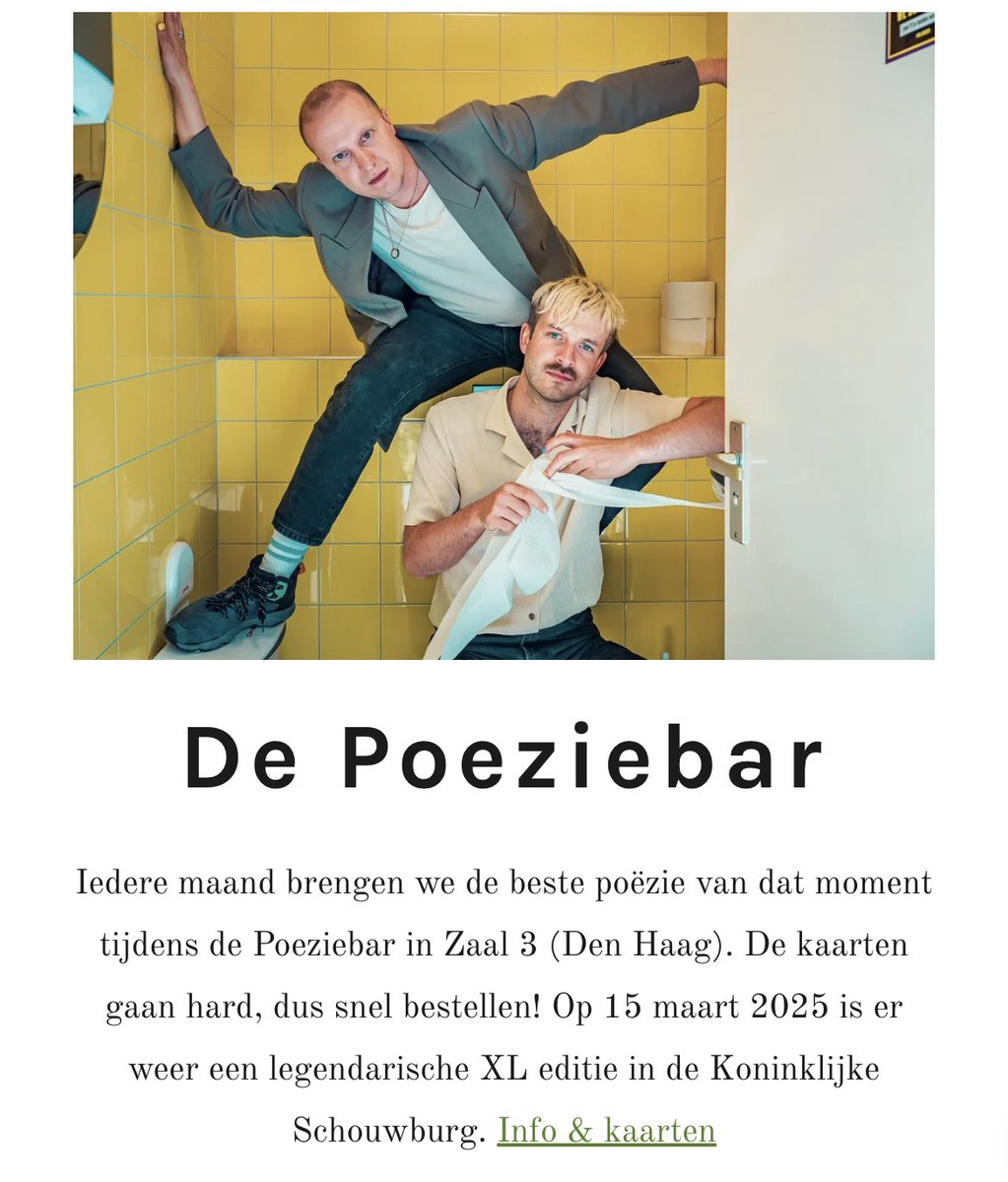 Nykdevries's tweet image. Vanavond treed ik op in de Poeziebar van de @Poezieboys in Zaal 3 te Den Haag (De Constant Rebecqueplein 20A, 2518 RA)

Kaarten vind je hier: hnt.nl/voorstellingen…