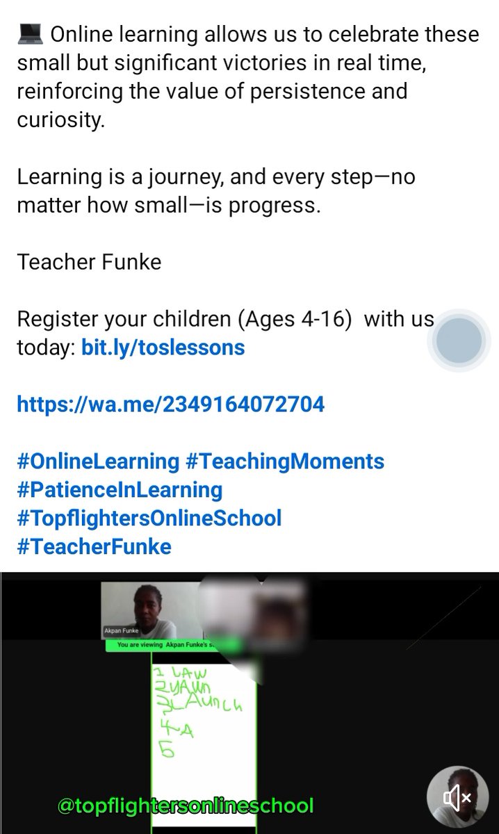 Gogglets1's tweet image. Learning is a journey, and every step—no matter how small—is progress.

Register your children (Ages 4-16)  with us today: bit.ly/toslessons 

wa.me/2349164072704

#OnlineLearning #TeachingMoments #PatienceInLearning #TopflightersOnlineSchool  
#TeacherFunke