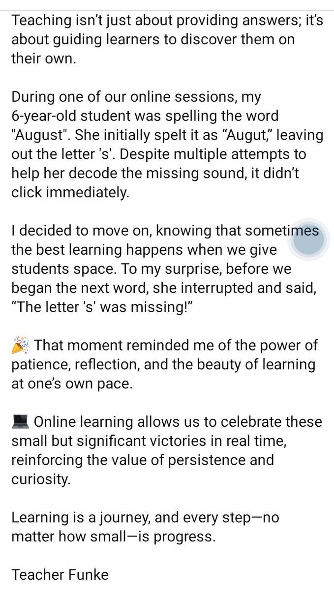 Gogglets1's tweet image. Learning is a journey, and every step—no matter how small—is progress.

Register your children (Ages 4-16)  with us today: bit.ly/toslessons 

wa.me/2349164072704

#OnlineLearning #TeachingMoments #PatienceInLearning #TopflightersOnlineSchool  
#TeacherFunke