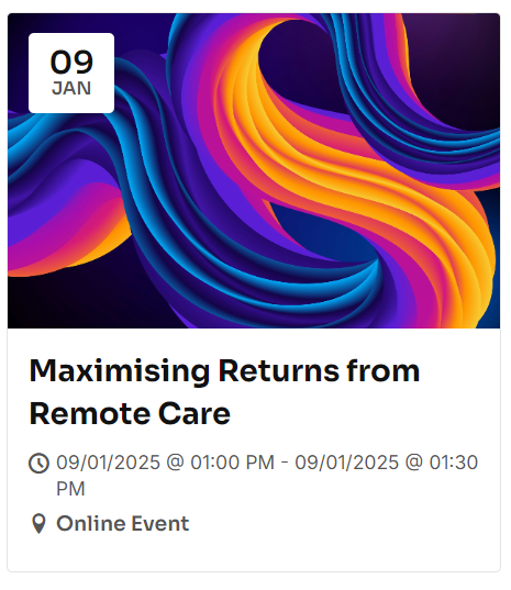 📢Online Event: Maximising Returns from Remote Care
This event discusses the impact of digital remote care solutions for healthcare and social care. 
🔗festivaloftransformation.com/event/maximisi…

*The Festival of Transformation is a new digital multi-media learning and development platform.