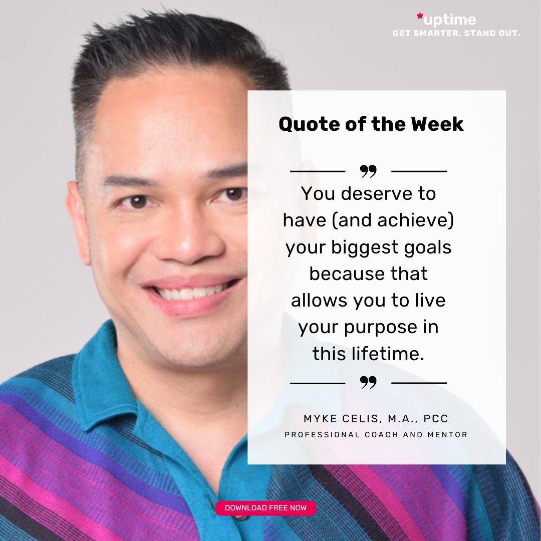 As 2025 kicks off, we want to highlight the best content to motivate you through January. Kicking off with our #QOTW is Coach and Mentor Myke Celis 🙌😎

Find the full Hack and more on the Uptime app, link in bio 📲🤩

#quoteoftheweek #motivation #uptimeapp