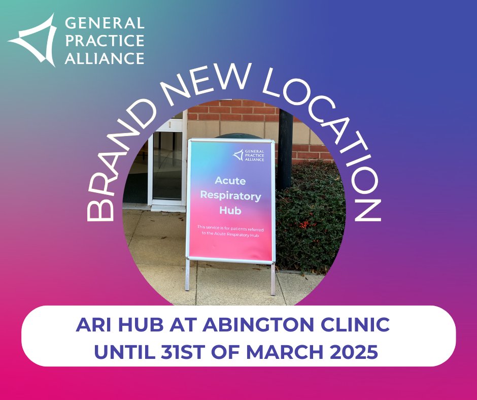 📢We’re excited to announce that #GPA has opened a third #AcuteRespiratoryHub at The Abington Clinic running until March 31st 2025. This means more appointment availability and a convenient new location for local 'patients to access essential care.

#ARIHub #Northampton #Health