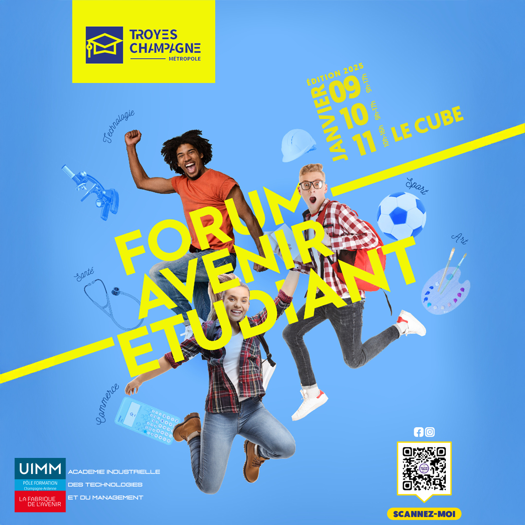 Pôle Formation UIMM Champagne-Ardenne (@poleformationca) on Twitter photo Le <a href="/PoleFormationCA/">Pôle Formation UIMM Champagne-Ardenne</a> est au Forum Avenir Étudiant à <a href="/VilledeTroyes/">Ville de Troyes</a> !
📅 9-11 janv. au Cube
🎯 Stands 5-6 & 12-28
🌟 Formations en #alternance : #Technologie, #Digital, #Management, #Ingénierie
💬 Venez échanger avec nos équipes avant #Parcoursup ! Le <a href="/PoleFormationCA/">Pôle Formation UIMM Champagne-Ardenne</a> est au Forum Avenir Étudiant à <a href="/VilledeTroyes/">Ville de Troyes</a> !
📅 9-11 janv. au Cube
🎯 Stands 5-6 & 12-28
🌟 Formations en #alternance : #Technologie, #Digital, #Management, #Ingénierie
💬 Venez échanger avec nos équipes avant #Parcoursup !
