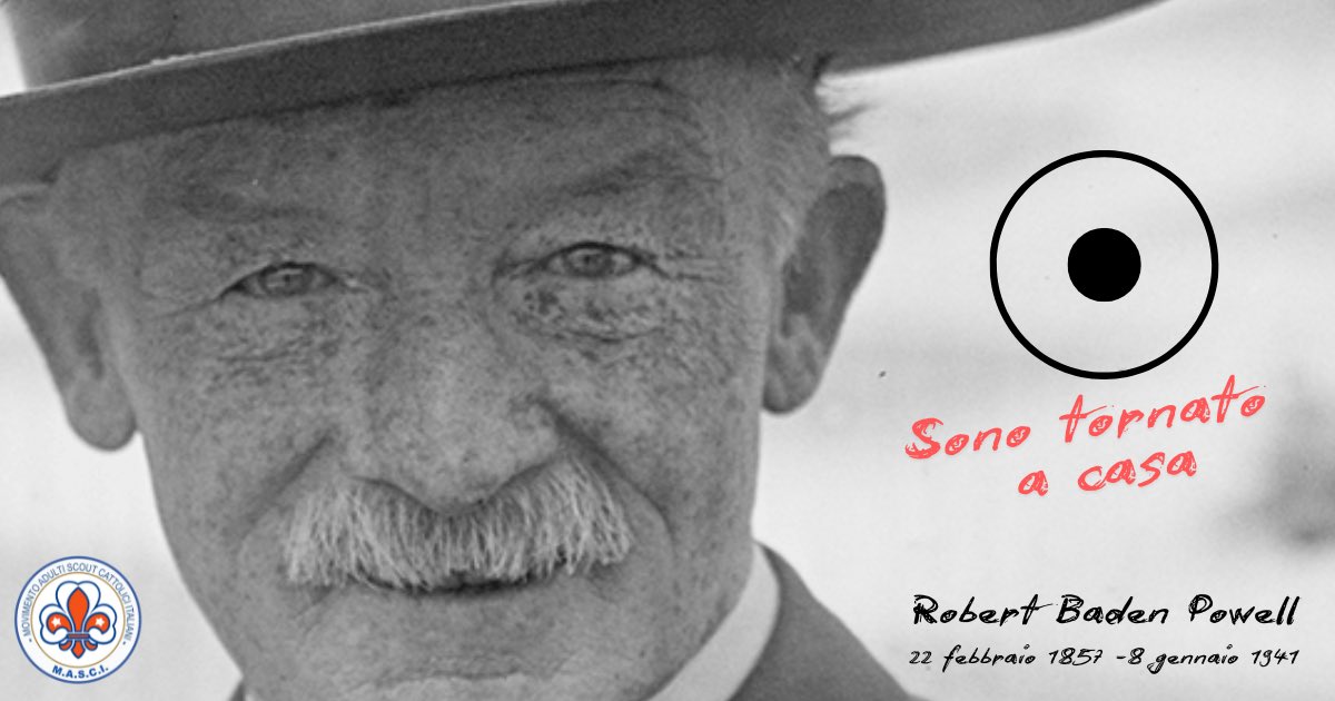 𝙎𝙚𝙢𝙥𝙚𝙧 𝙎𝙘𝙤𝙪𝙩
L’𝟴 𝙜𝙚𝙣𝙣𝙖𝙞𝙤 𝟭𝟵𝟰𝟭 B.-P. tornava alla Casa del Padre.
Lo ricordiamo, noi Scout per tutta la vita!

#MASCI #memoria #adulti #scout #scautismo