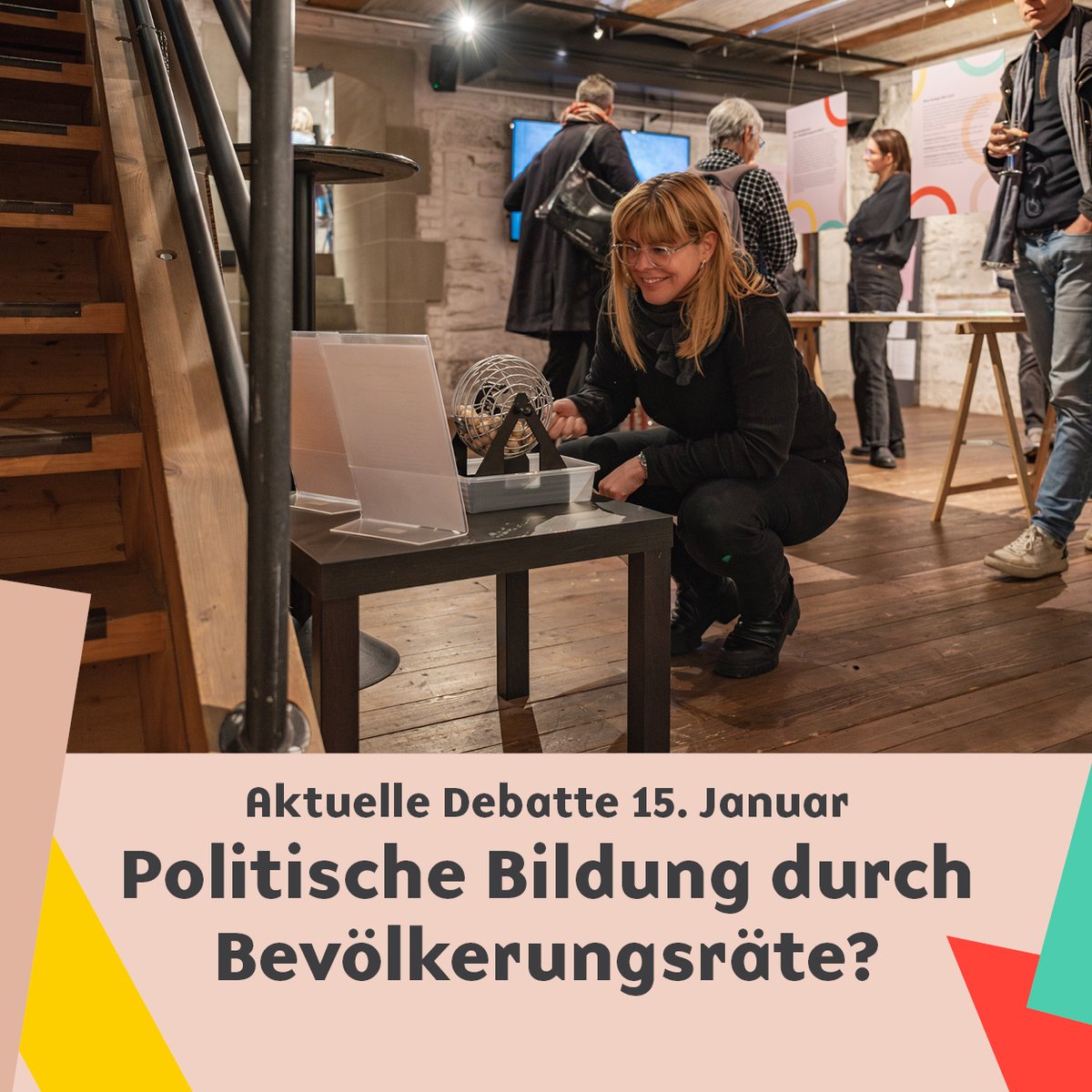Im Rahmen unserer aktuellen Ausstellung «Ausgeloste Bevölkerungsräte: Ein Update für die Demokratie?» beleuchten wir an einer Diskussion die Potenziale von Bevölkerungsräten für die politische Bildung und die Demokratie.🤓 

Mehr Infos und Anmeldung: polit-forum-bern.ch/.../ausgeloste…...
