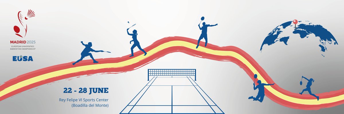 🌟 The best university badminton comes to Madrid

📅 From June 22th to 28nd, 2025, the European University Badminton Championship will take place at the Rey Felipe VI Sports Center, Boadilla del Monte.

🏸 Registrations open since December 15th!

🔗 More info in our bio.