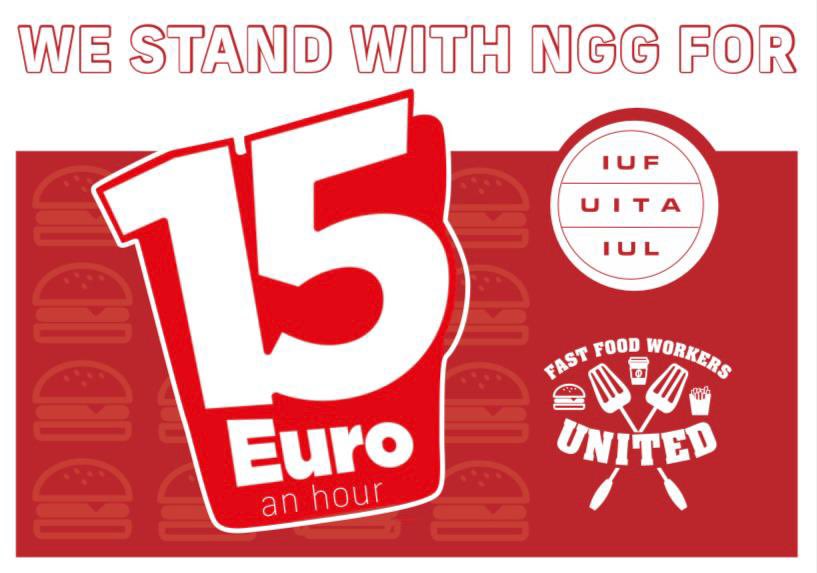 Solidarity with striking fast food workers at <a href="/GewerkschaftNGG/">Gewerkschaft NGG</a> from <a href="/FairHospitality/">Unite Hospitality</a> and <a href="/UniteEastMids/">Unite East Midlands</a> 
We stand with NGG for €15 an hour! ✊🏼
#fastfoodglobal #FFWU <a href="/IUFglobal/">IUF</a>
