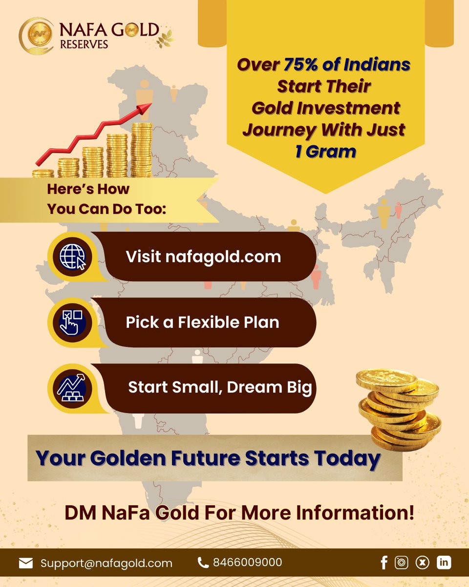 NaFa_Gold's tweet image. Over 75% of Indians start their wealth journey with just 1 gram of gold!

Why?
Because small steps lead to big dreams! 

At NaFa Gold, we make it simple!

DM us today or visit nafagold.com

 #startsmallgobig #goldinvestmentjourney #securefuture #buildwealth #nafa_gold