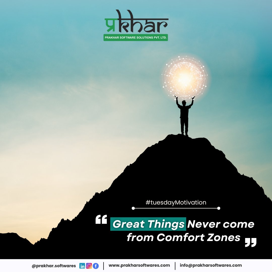 Prakharsoftware's tweet image. #stepoutofyourcomfortzone #growthmindset #dreambig #staymotivated #lifelessons #pushyourlimits #motivationdaily #challengeyourself #goalgetter #inspiration #psspl #prakharsoftwares