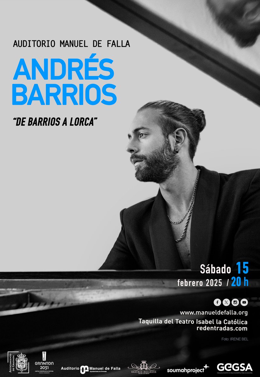 Os recordamos que el próximo 15 de febrero recibimos  al pianista Andrés Barrios en el <a href="/AuditorioMFalla/">Auditorio M de Falla</a>