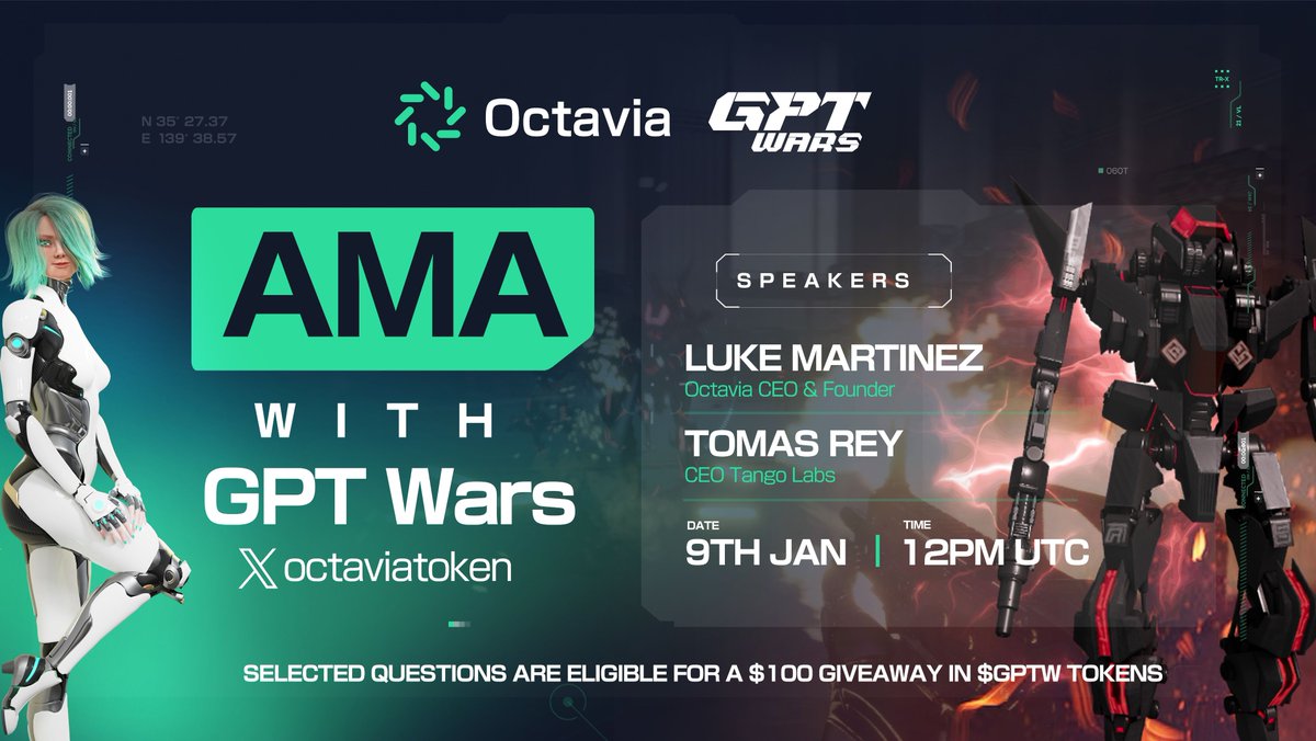 Join us for an exciting AMA Space with <a href="/GPTWars/">GPT Wars</a>!  

🗓 Date: 9th Jan, 12 PM UTC  
💰$100 in $GPTW tokens for selected questions—ask below!

📢 Don’t miss out on the upcoming sale, now scheduled for 13th Jan.  

📍x.com/i/spaces/1OdKr…