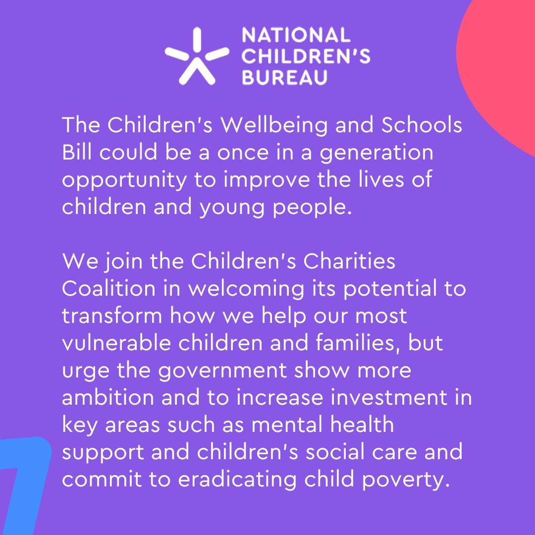 Parliament is discussing the Children's Wellbeing and Schools Bill today. We welcome the opportunity it brings and the commitment to a ‘child-centred government’ while recognising proper investment is needed for meaningful change. These are some of the things we’d like to see 👇