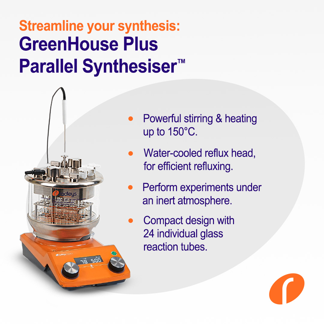 Radleys's tweet image. Experience unparalleled productivity in chemical reaction screening with GreenHouse Plus, offering the efficiency of parallel processing at a fraction of the cost compared to automated systems: radleys.com/range/greenhou…
#Realtimechem #Parallelsynthesis #DrugDiscovery