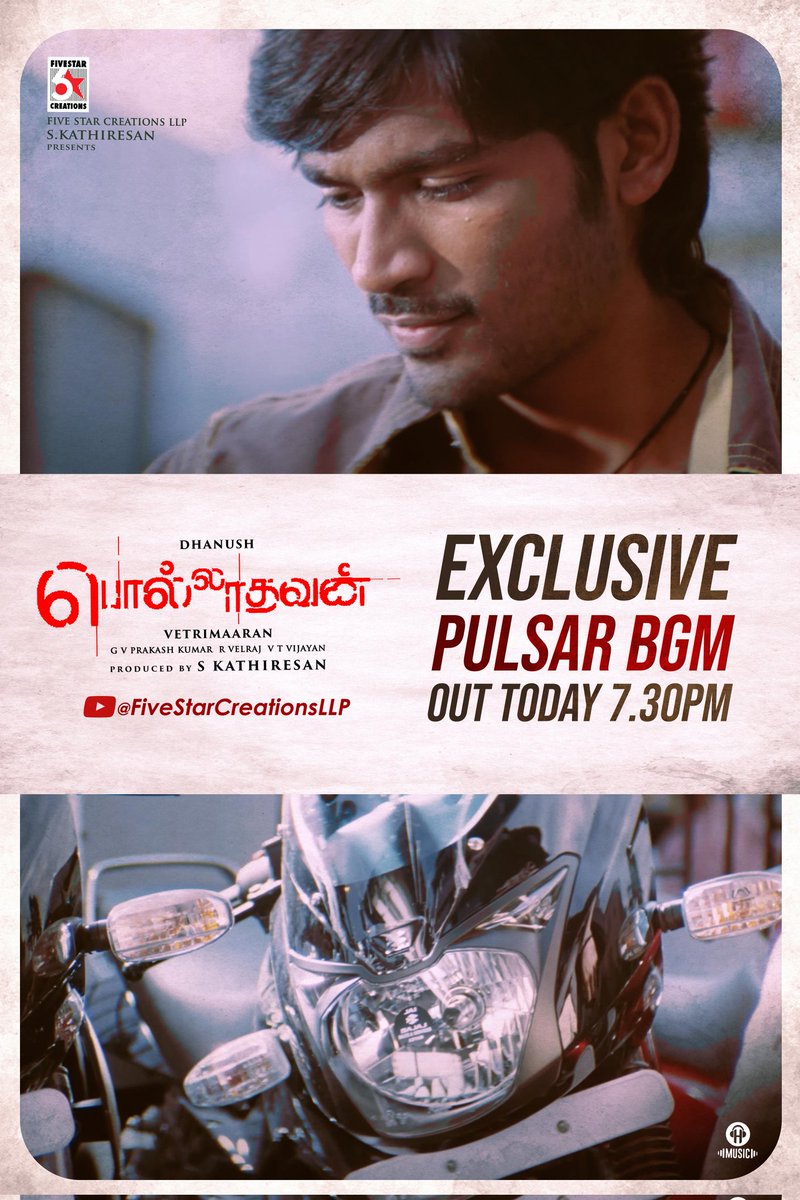 Five Star Creations LLP (@5starcreationss) on Twitter photo #Polladhavan exclusive evergreen #PulsarBGM drops today at 7:30 PM to revamp your ringtone🏍️❤️🔥
Full OST out tomorrow – stay tuned! 🏍️🎧
#PolladhavanOST <a href="/dhanushkraja/">Dhanush</a> <a href="/gvprakash/">G.V.Prakash Kumar</a> #Vetrimaaran <a href="/kathiresan_offl/">S Kathiresan</a> <a href="/5starcreationss/">Five Star Creations LLP</a> <a href="/hmusicindia/">H Music</a> #Polladhavan exclusive evergreen #PulsarBGM drops today at 7:30 PM to revamp your ringtone🏍️❤️🔥
Full OST out tomorrow – stay tuned! 🏍️🎧
#PolladhavanOST <a href="/dhanushkraja/">Dhanush</a> <a href="/gvprakash/">G.V.Prakash Kumar</a> #Vetrimaaran <a href="/kathiresan_offl/">S Kathiresan</a> <a href="/5starcreationss/">Five Star Creations LLP</a> <a href="/hmusicindia/">H Music</a>