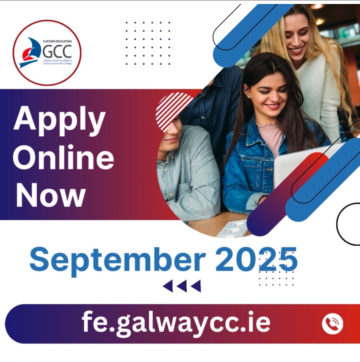 Galway Community College FE (@gccfurthered) on Twitter photo We are now taking applications for all our full time ๐๐๐ฟ๐๐ต๐ฒ๐ฟ ๐๐ฑ๐๐ฐ๐ฎ๐๐ถ๐ผ๐ป courses starting in ๐ฆ๐ฒ๐ฝ๐๐ฒ๐บ๐ฏ๐ฒ๐ฟ ๐ฎ๐ฌ๐ฎ๐ฑ.
All courses offer work experience and fully funded Erasmus opportunities. ๐๐ฃ๐ฃ๐๐ฌ ๐ก๐ข๐ช โก๏ธfe.galwaycc.ie #applynow2025 We are now taking applications for all our full time ๐๐๐ฟ๐๐ต๐ฒ๐ฟ ๐๐ฑ๐๐ฐ๐ฎ๐๐ถ๐ผ๐ป courses starting in ๐ฆ๐ฒ๐ฝ๐๐ฒ๐บ๐ฏ๐ฒ๐ฟ ๐ฎ๐ฌ๐ฎ๐ฑ.
All courses offer work experience and fully funded Erasmus opportunities. ๐๐ฃ๐ฃ๐๐ฌ ๐ก๐ข๐ช โก๏ธfe.galwaycc.ie #applynow2025
