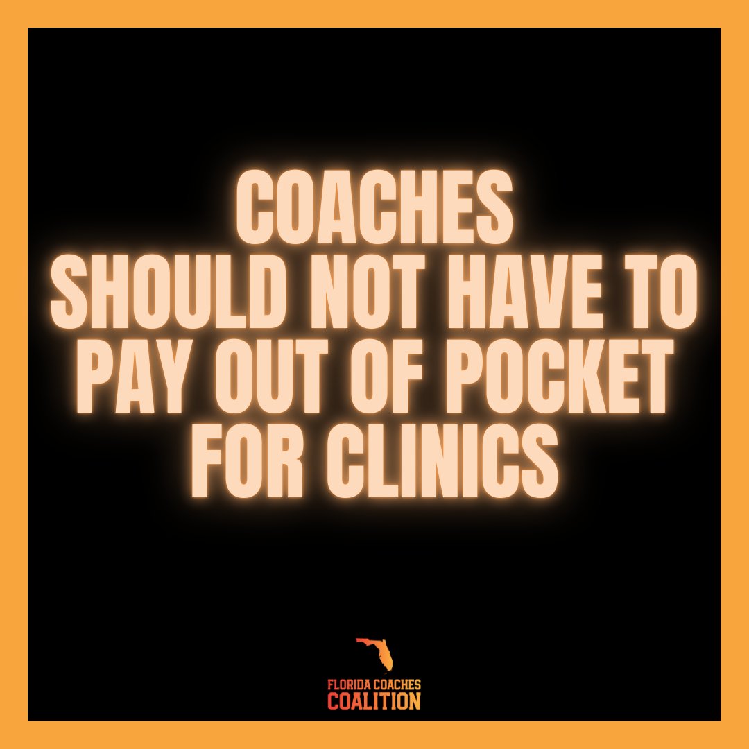 Florida Coaches Coalition (@payflcoaches) on Twitter photo High school coaches in Florida who already struggle to make ends meet, shouldn't have to pay to attend clinics to get better in our profession.
<a href="/PayFLCoaches/">Florida Coaches Coalition</a> not only advocates for higher compensation for high school coaches in Florida, we provide professional development FOR High school coaches in Florida who already struggle to make ends meet, shouldn't have to pay to attend clinics to get better in our profession.
<a href="/PayFLCoaches/">Florida Coaches Coalition</a> not only advocates for higher compensation for high school coaches in Florida, we provide professional development FOR