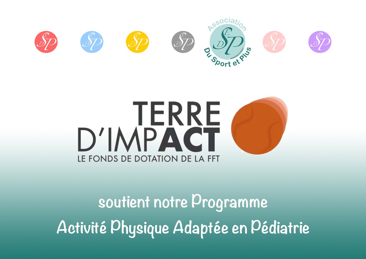 Association Du Sport et Plus (@dusportetplus) on Twitter photo Notre programme Activité Physique Adaptée en Pédiatrie poursuit son développement 👍
Ce mois-ci, un 11eme service pédiatrique pourra en bénéficier 🏥
Merci à nos fidèles partenaires pour leur soutien et notamment à Terre d'Impact / <a href="/FFTennis/">FFT</a> 👏
<a href="/Sports_gouv/">Ministère des Sports 🇫🇷</a> <a href="/Sante_Gouv/">Ministère de la Santé et de l'Accès aux soins</a> <a href="/Asso_Gouv/">Associations_gouv</a> Notre programme Activité Physique Adaptée en Pédiatrie poursuit son développement 👍
Ce mois-ci, un 11eme service pédiatrique pourra en bénéficier 🏥
Merci à nos fidèles partenaires pour leur soutien et notamment à Terre d'Impact / <a href="/FFTennis/">FFT</a> 👏
<a href="/Sports_gouv/">Ministère des Sports 🇫🇷</a> <a href="/Sante_Gouv/">Ministère de la Santé et de l'Accès aux soins</a> <a href="/Asso_Gouv/">Associations_gouv</a>