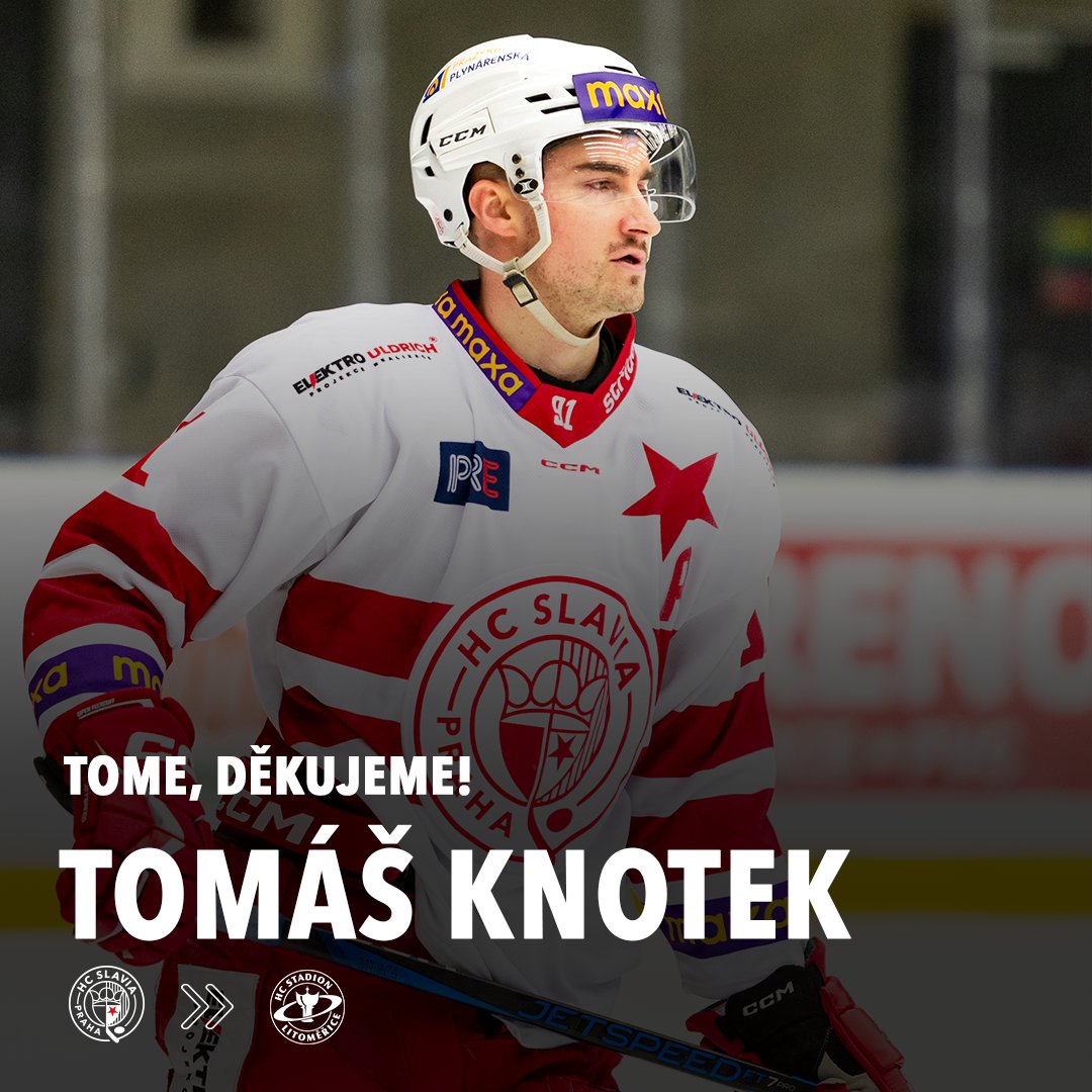 HCSlavia's tweet photo. Tomáš #KNOTEK zaznamenal ve 164 zápasech za Slavii 54 gólů a 80 asistencí a vždy patřil mezi lídry mužstva na ledě i v kabině. V letech 2022-24 byl kapitánem týmu a v této sezoně plnil roli asistenta.
Tome, děkujeme a přejeme hodně štěstí v hokejové kariéře i v osobním životě!🍀 https://t.co/VZ2bgdXFTj