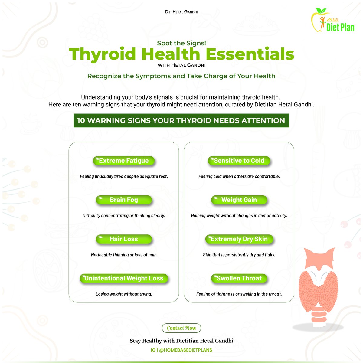 DtHetal's tweet photo. Is your thyroid trying to tell you something?🧐 Learn the 10 warning signs that your thyroid needs attention with tips from Dietitian Hetal Gandhi. 
#ThyroidHealth #ThyroidAwareness #HealthTips #WeightManagement #Nutrition #DietitianAdvice #SelfCare #HealthJourney #InformedHealth https://t.co/9bxpVorTXv