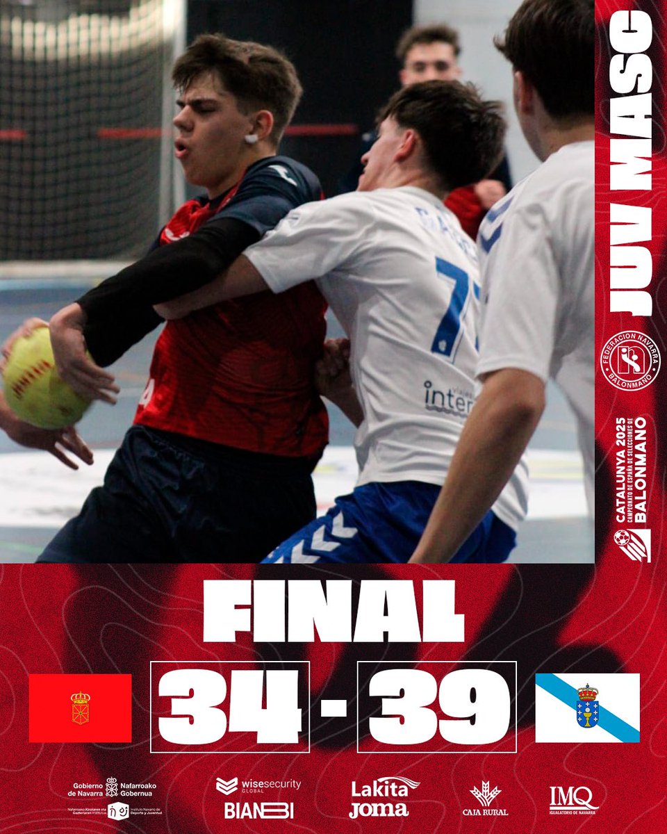 Federación Navarra de Balonmano (@fnbalonmano) on Twitter photo 𝗝𝗢𝗥𝗡𝗔𝗗𝗔 𝟲 | 𝗝𝗨𝗩𝗘𝗡𝗜𝗟 𝗠𝗔𝗦𝗖𝗨𝗟𝗜𝗡𝗢
𝗙𝗶𝗻𝗮𝗹 𝗱𝗲𝗹 𝗽𝗮𝗿𝘁𝗶𝗱𝗼.
<a href="/FNBalonmano/">Federación Navarra de Balonmano</a> 34 ⚔️ 39 <a href="/fgabalonman/">Federación Galega Balonmán</a>
Nuestras juveniles finalizan el torneo como segundos de Copa. ¡Ánimo, chicos! Enhorabuena a Galicia por el partido. 𝗝𝗢𝗥𝗡𝗔𝗗𝗔 𝟲 | 𝗝𝗨𝗩𝗘𝗡𝗜𝗟 𝗠𝗔𝗦𝗖𝗨𝗟𝗜𝗡𝗢
𝗙𝗶𝗻𝗮𝗹 𝗱𝗲𝗹 𝗽𝗮𝗿𝘁𝗶𝗱𝗼.
<a href="/FNBalonmano/">Federación Navarra de Balonmano</a> 34 ⚔️ 39 <a href="/fgabalonman/">Federación Galega Balonmán</a>
Nuestras juveniles finalizan el torneo como segundos de Copa. ¡Ánimo, chicos! Enhorabuena a Galicia por el partido.