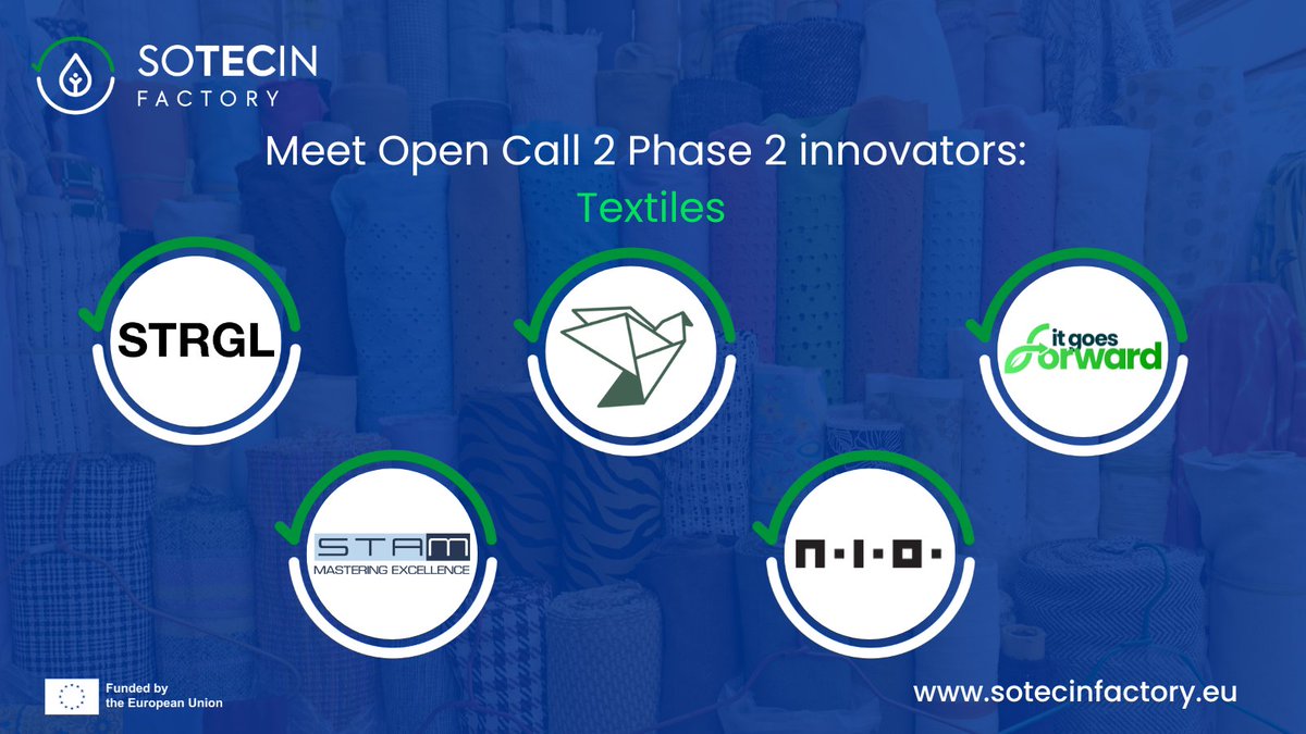 ♻️ Meet #sotecinfactory Open Call 2 Phase 2 innovators in #textiles industry! 👕👖

 ℹ  Phase 2 offers up to €85K for pre-market tech demos of their #circulareconomy &amp; #socialinnovation solutions.

🌐 Check all Phase 2 innovators:
sotecinfactory.eu/social-innovat…