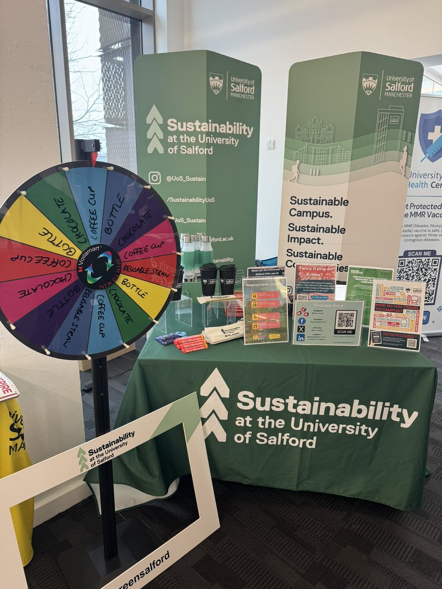 A warm welcome from the Sustainability Team to all our new students! Come meet us to learn more about sustainability at Salford and have a chance to win sustainable prizes!👋
 
#WelcomeWeek
#SustainabilityAtSalford
#salforduni