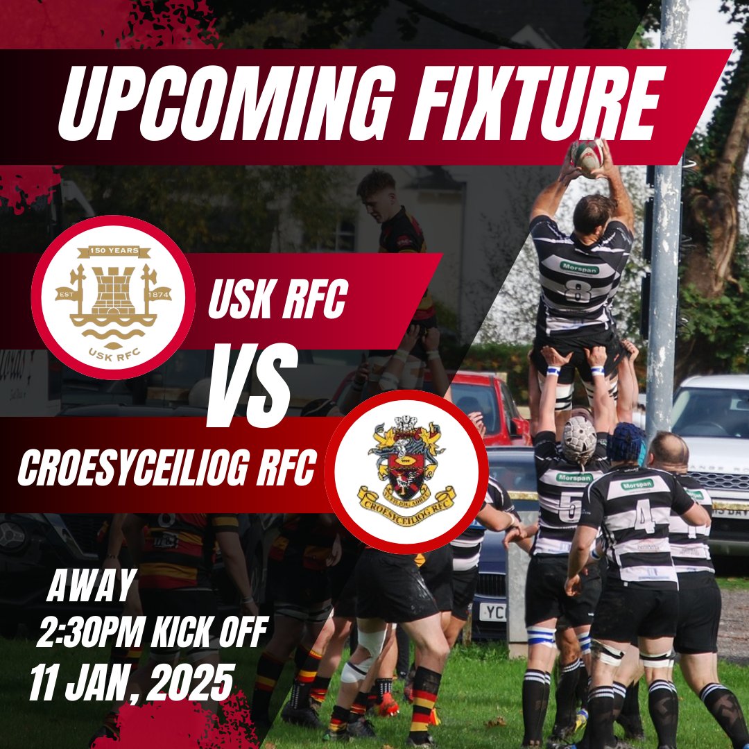 This Saturday, we're travelling to <a href="/CroesyRFC/">Croesyceiliog RFC</a> ! 🏰

🕑 KO: 2:30pm
🏆 WRU Division 2 East

Come along and support the boys 💪

#UskRugby #UskRFC #150Years #Rugby #WalesRugby