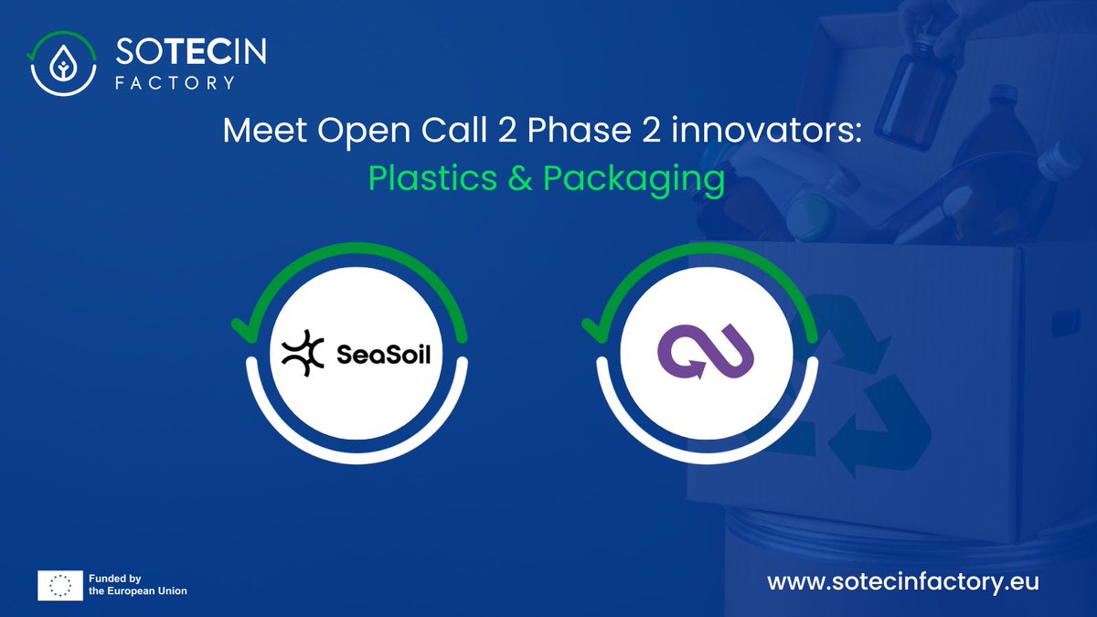 ♻️ Meet #sotecinfactory Open Call 2 Phase 2 innovators in #plastics &amp; #packaging industry! 📦

ℹ  Phase 2 offers up to €85K for pre-market tech demos of their #circulareconomy &amp; #socialinnovation solutions.

🌐 Check all Phase 2 innovators:
sotecinfactory.eu/social-innovat…
