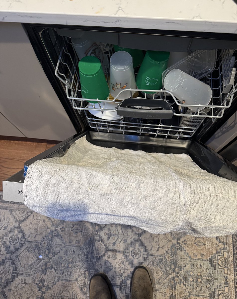 SoConLOCKS's tweet image. SoCon Tip of the Day: right as your dishwasher finishes the cycle, hang a towel and close it back up

The steam will be absorbed by the towel and all the dishes will come out dry

You’re welcome.