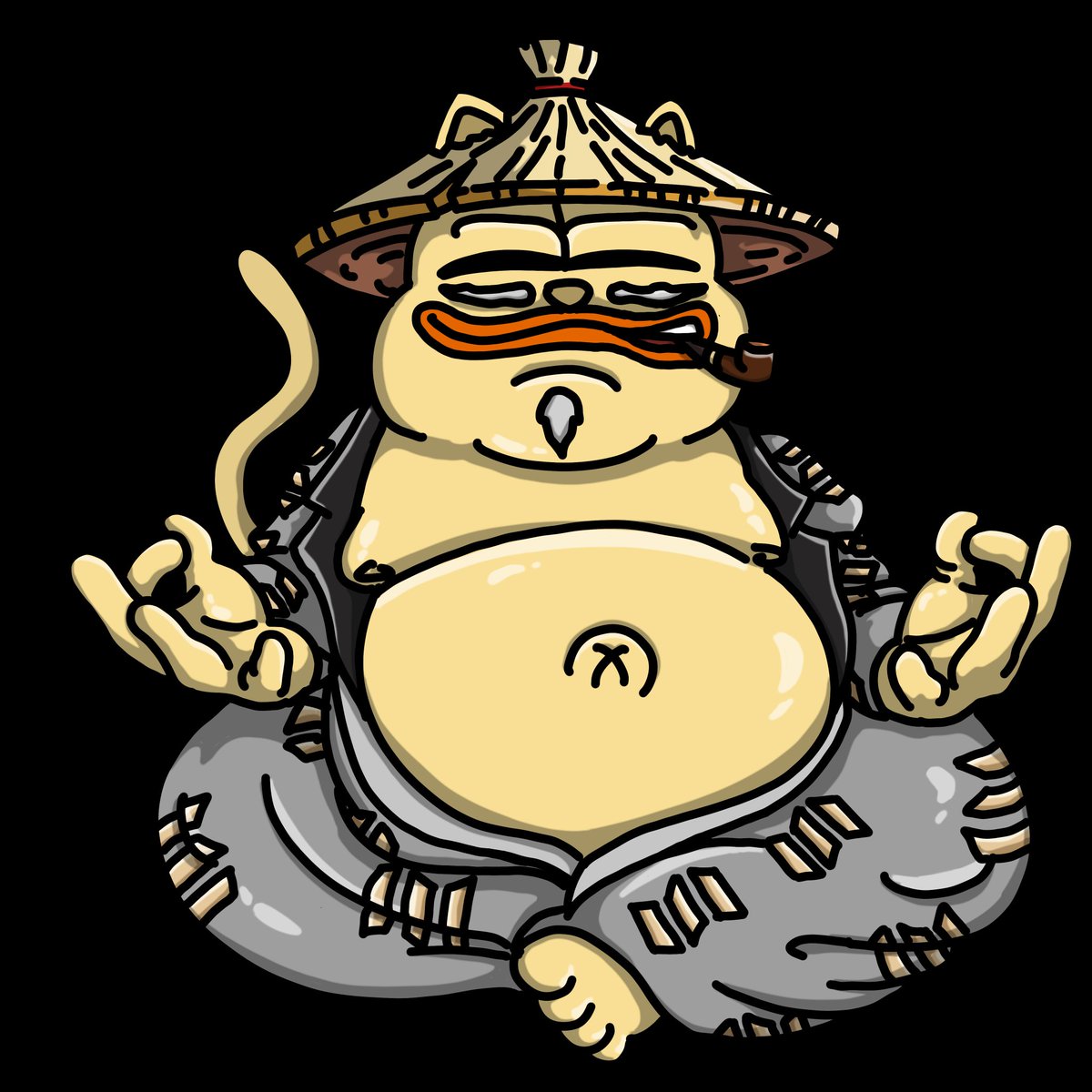 The funniest outcome is the most probable.

The cat remains fat.